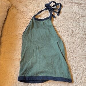 american eagle Halter Top with Blue Trim